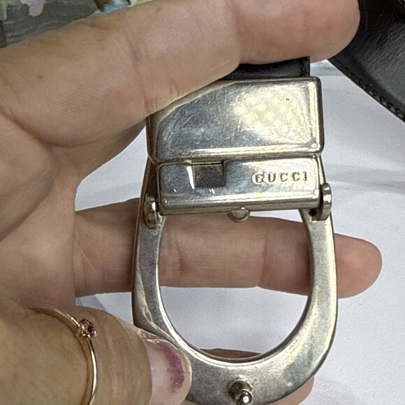 (H) GUCCI Vintage Reversible Leather Belt Brown/Black \